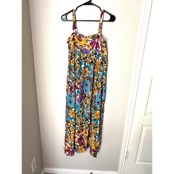 Natural Life Boho Patti side slit dress, multicolored retro floral, xsmall, nwt - Picture 2 of 8